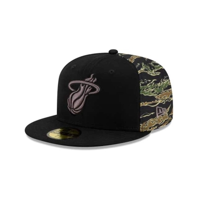 Miami Heat Gorra | New Era NBA Camo Panel 59fifty Fitted Cap Mexico - Negros